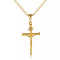 Jesus Crucifix Cross Gold Plated Pendant Necklace