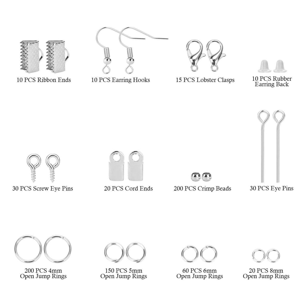 Jewelry Making Supplies Finding Kit Pliers Ribbon Ends Eye Pins Earring Hooks for DIY Craft