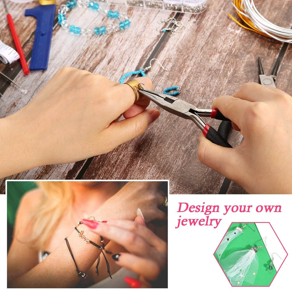 Jewelry Making Supplies Finding Kit Pliers Ribbon Ends Eye Pins Earring Hooks for DIY Craft