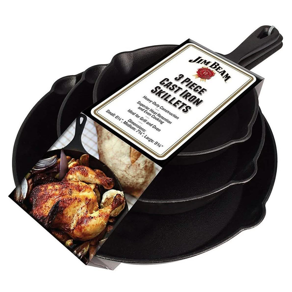 Jim Beam 3-Piece Cast Iron Skillets