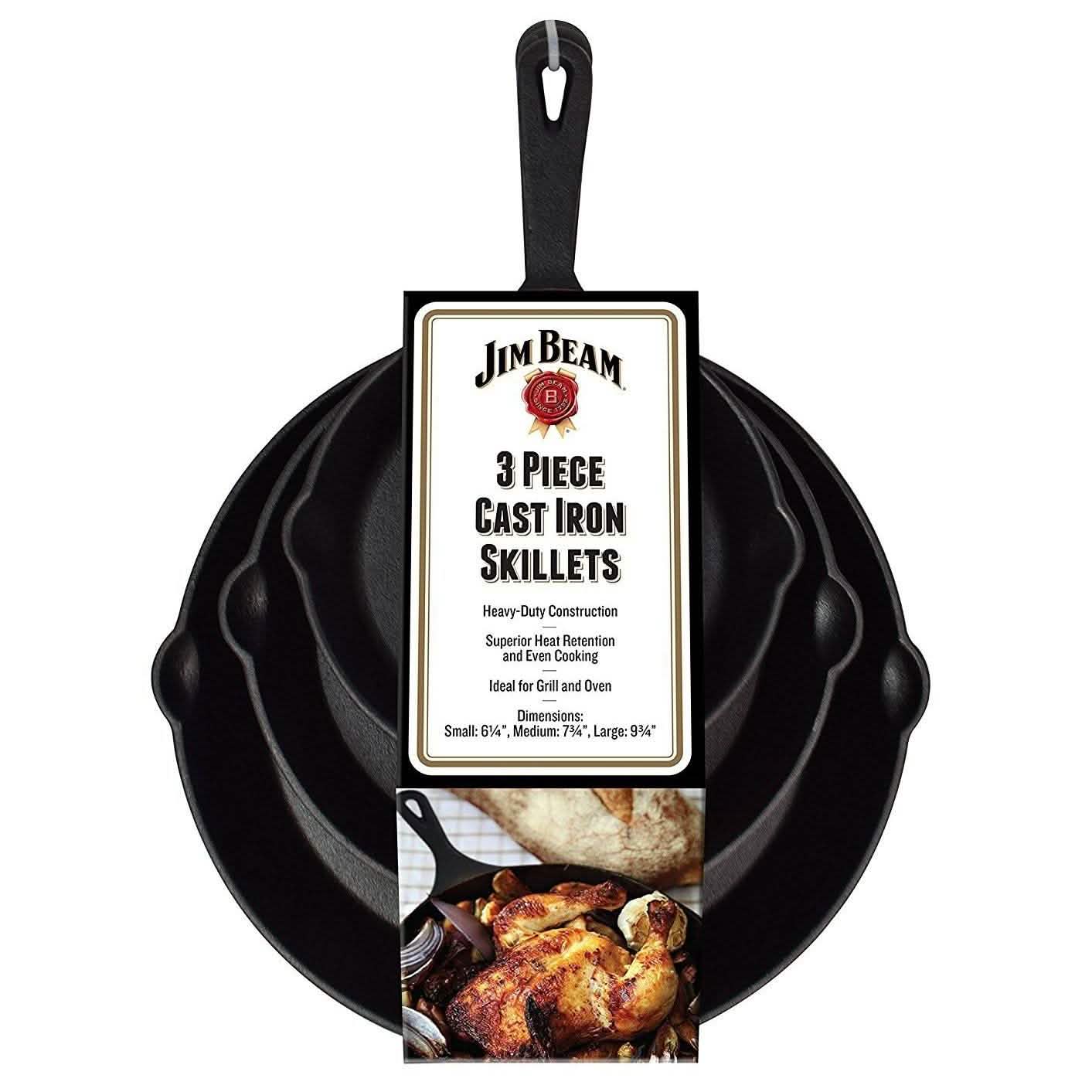 Jim Beam 3-Piece Cast Iron Skillets
