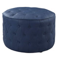 Jimmy Ottoman Button Tufted PU Leather Upholstered Round Pouf