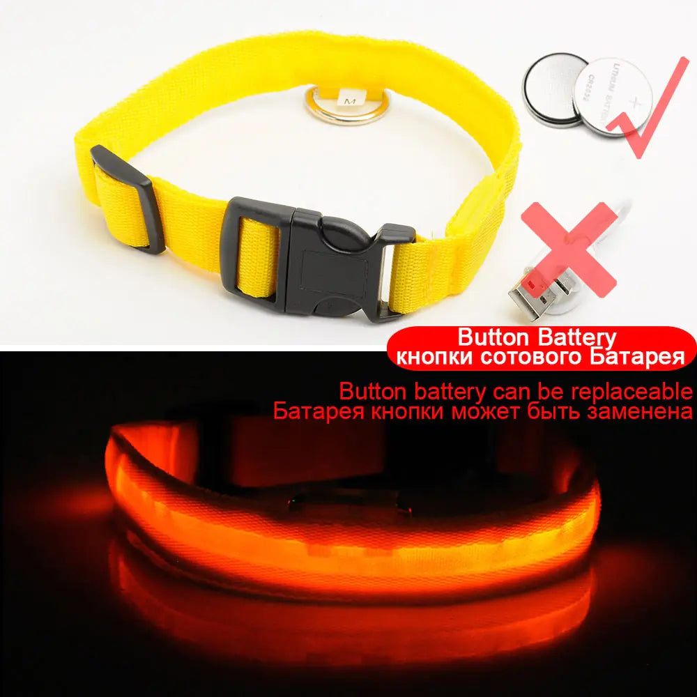 LED Dog Collar - Anti-Lost Rechargeable Safety Light-Up Collar for Night Walks