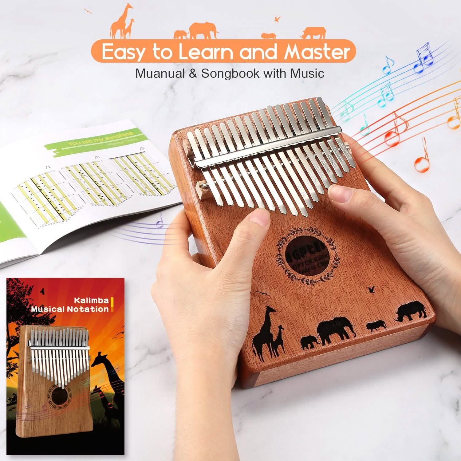 Kalimba 17 Keys Thumb Piano with Tuning Hammer and Bag