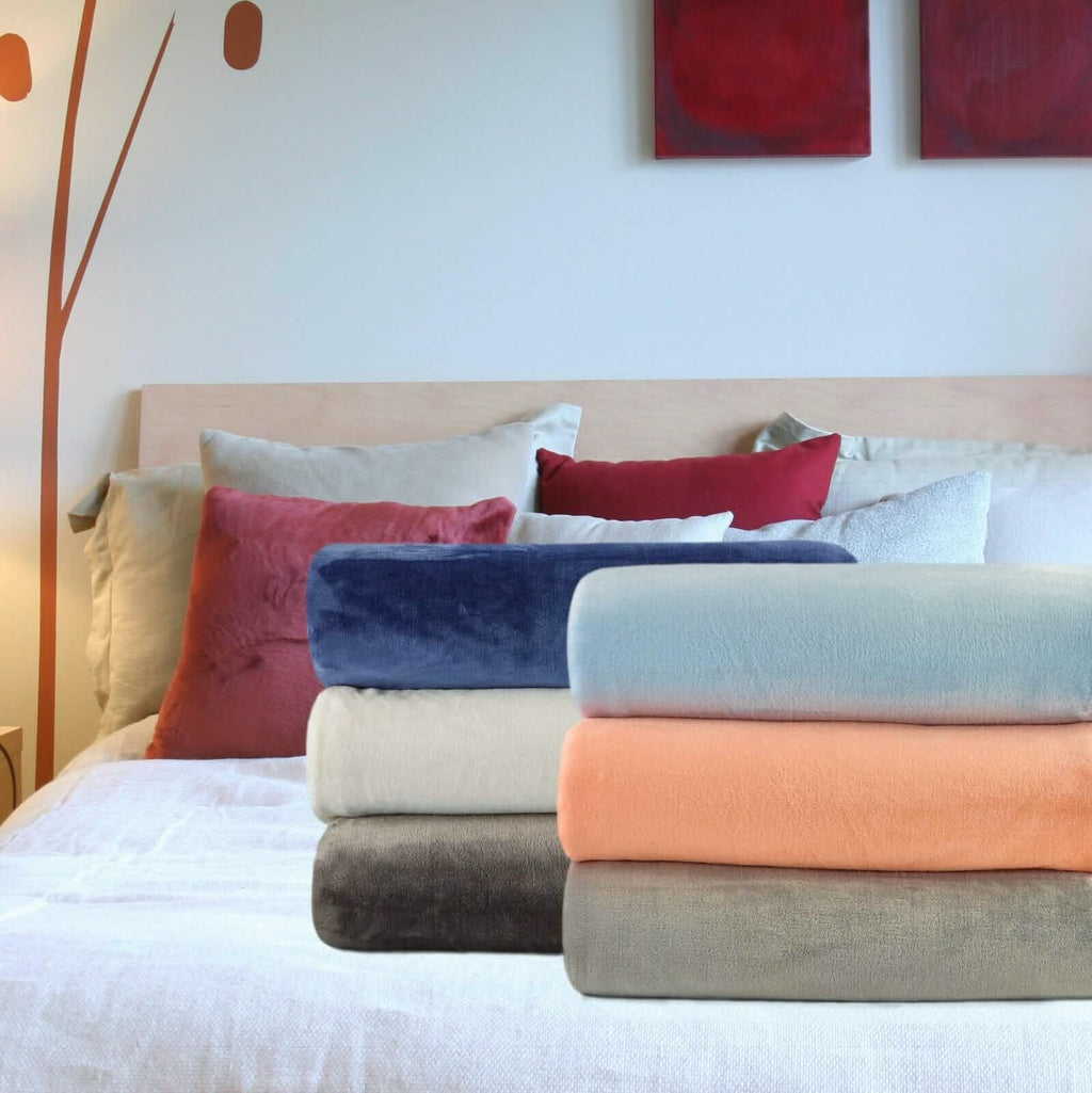 Kathy Ireland Flannel Solid Microplush Bed Blankets