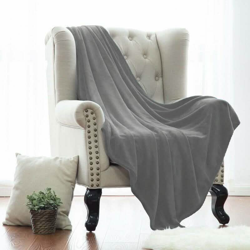 Kathy Ireland Flannel Solid Microplush Bed Blankets