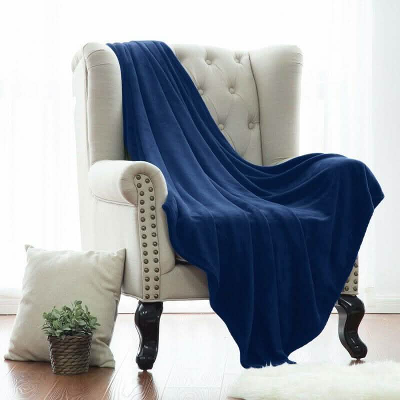 Kathy Ireland Flannel Solid Microplush Bed Blankets