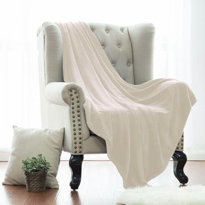 Kathy Ireland Flannel Solid Microplush Bed Blankets