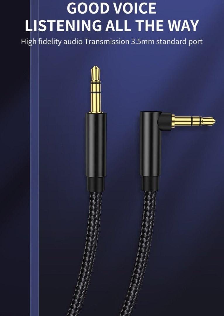 AUX Cable Jack 3.5mm Audio Jack Speaker Audio Cable Stereo Aux Cord 90 Degree Right Angle Aux Cable Compatible Cable For Headphones Car Tablets Speakers