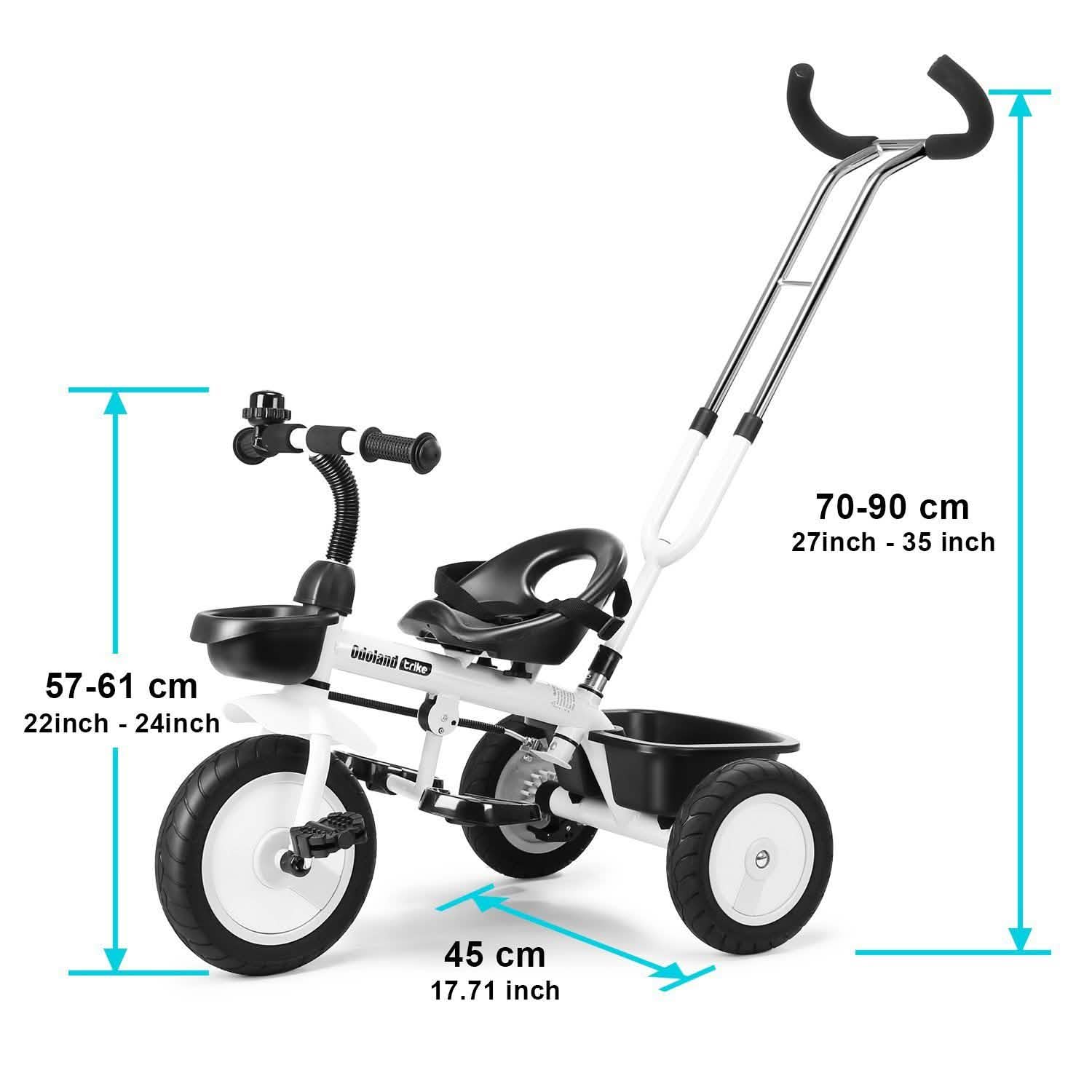 Kid Tricycle Stroller With Retractable Push Handle