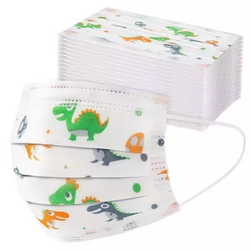 Kids 3-Ply Disposable Dinosaur Face Masks