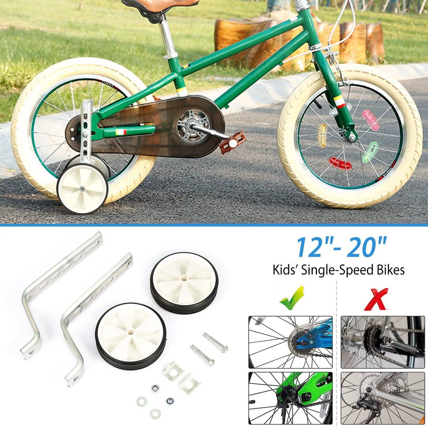 Kids Bicycle Training Wheels Adjustable for 12"-20" Bike
