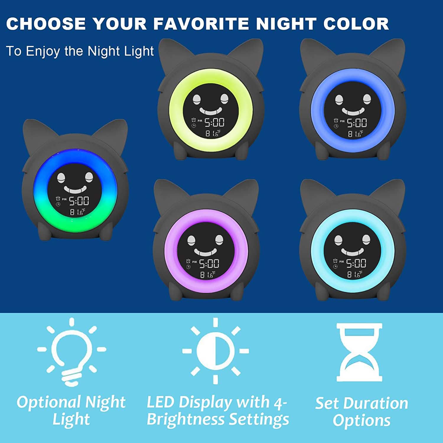 Kids Digital Alarm Clock with Night Light
