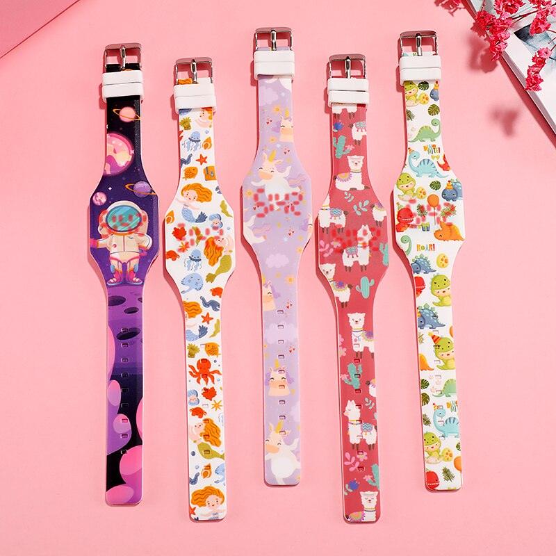 Kids Digital Watches Cute Mermaid Unicorn Dinosaur Dolphin Childern Christmas Electronic Cartoon Cute Outdoor Kids Lightweight Watches Comfortable Wrist Watch Gifts For Boys Girls