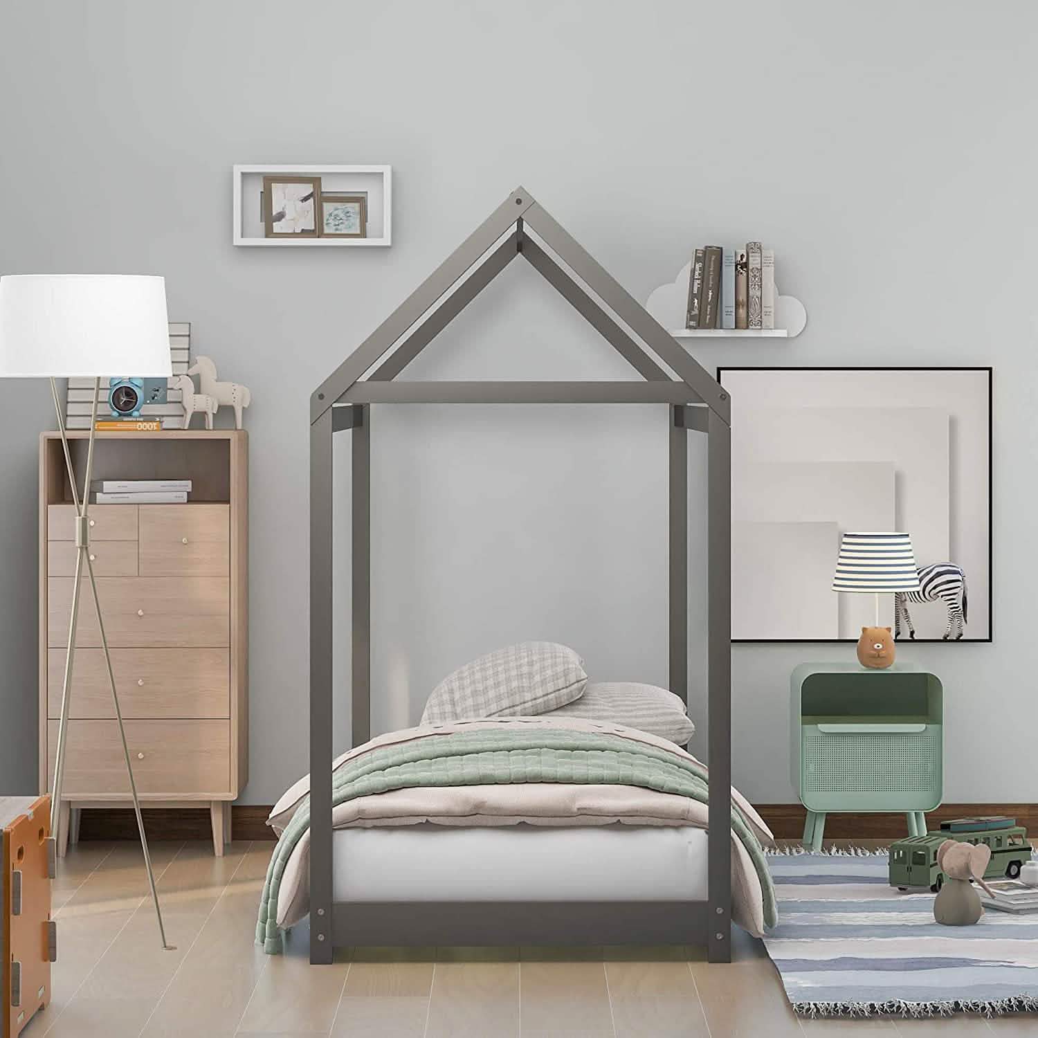 Kids House Bed Frame Twin Floor Bed