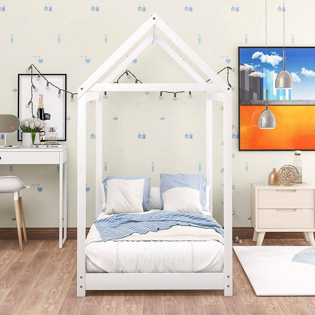 Kids House Bed Frame Twin Floor Bed