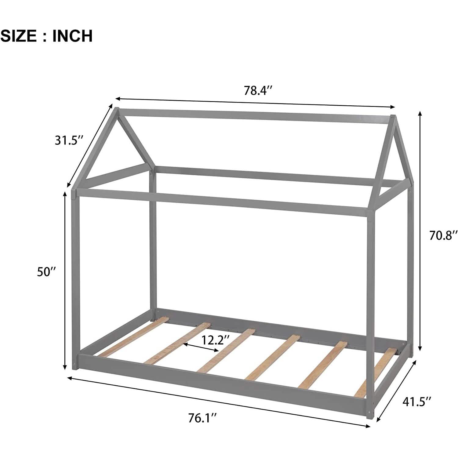 Kids House Bed Frame Twin Floor Bed