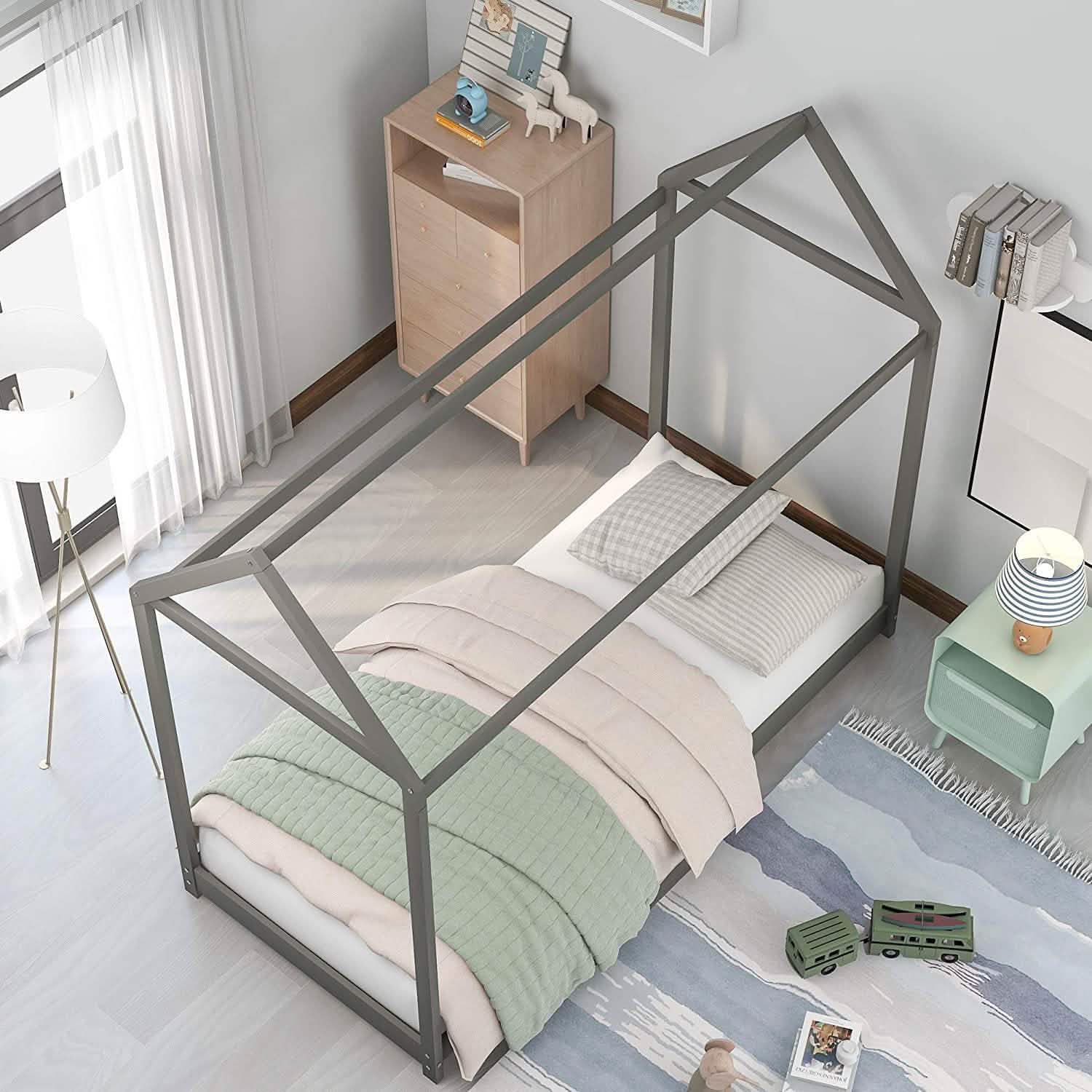 Kids House Bed Frame Twin Floor Bed