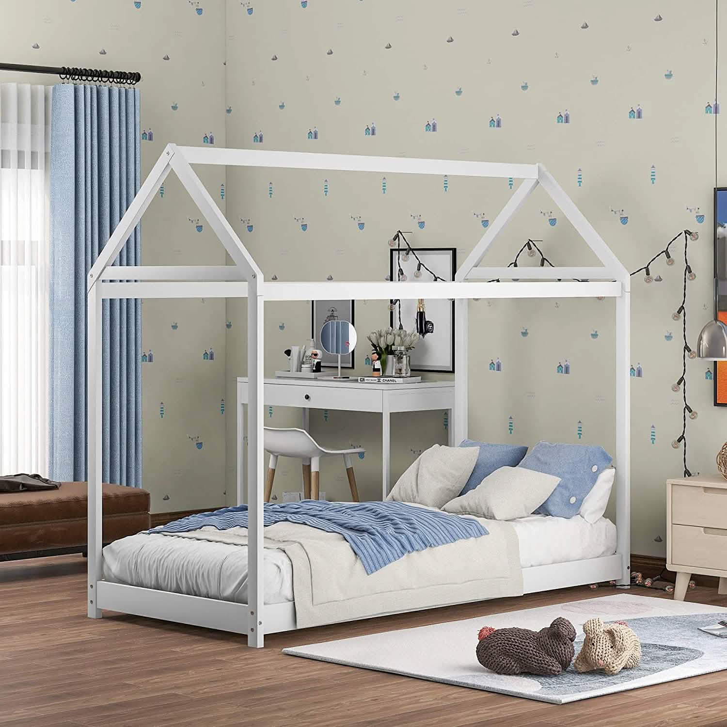 Kids House Bed Frame Twin Floor Bed
