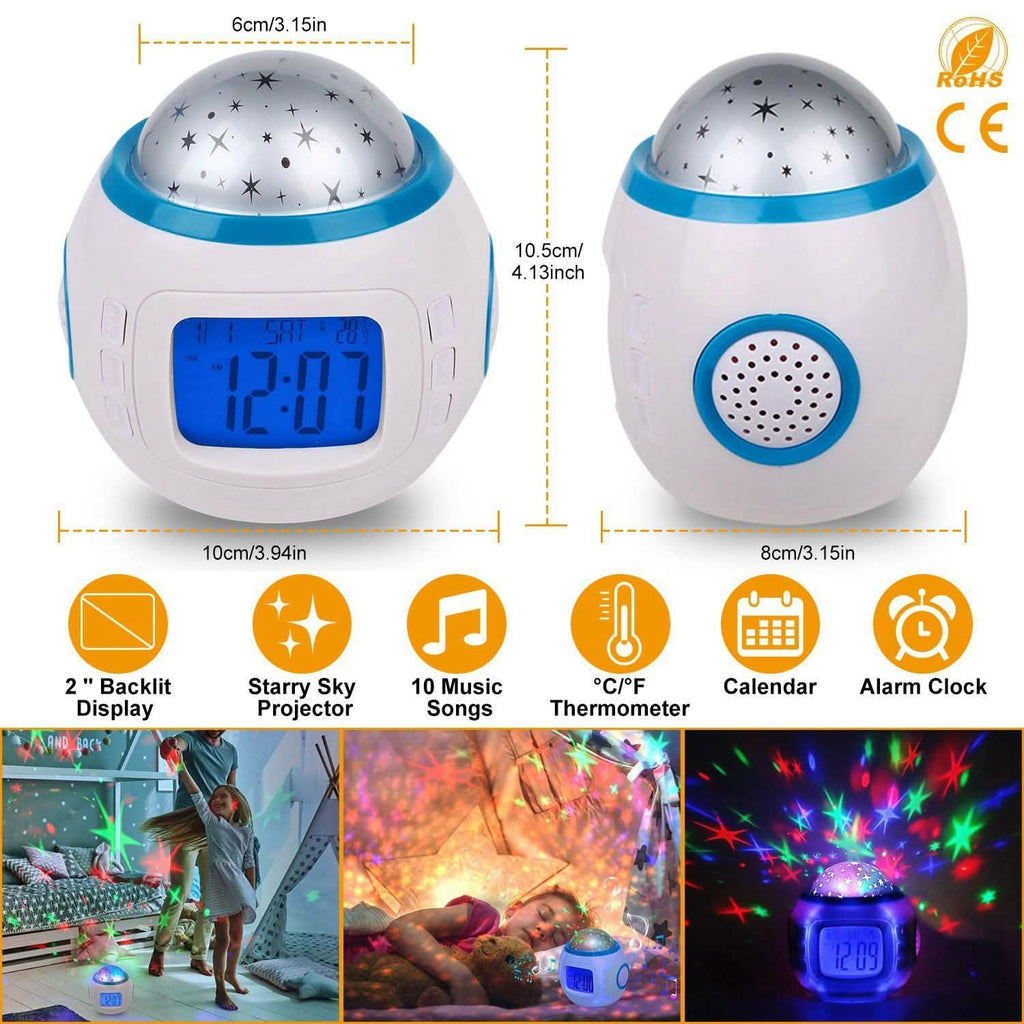 Kids Music Star Sky LED Projection Lamp Digital Alarm Clock