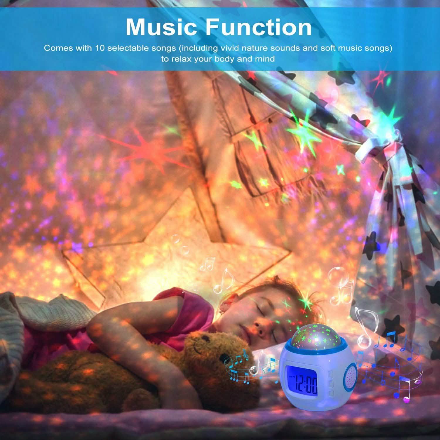 Kids Music Star Sky LED Projection Lamp Digital Alarm Clock