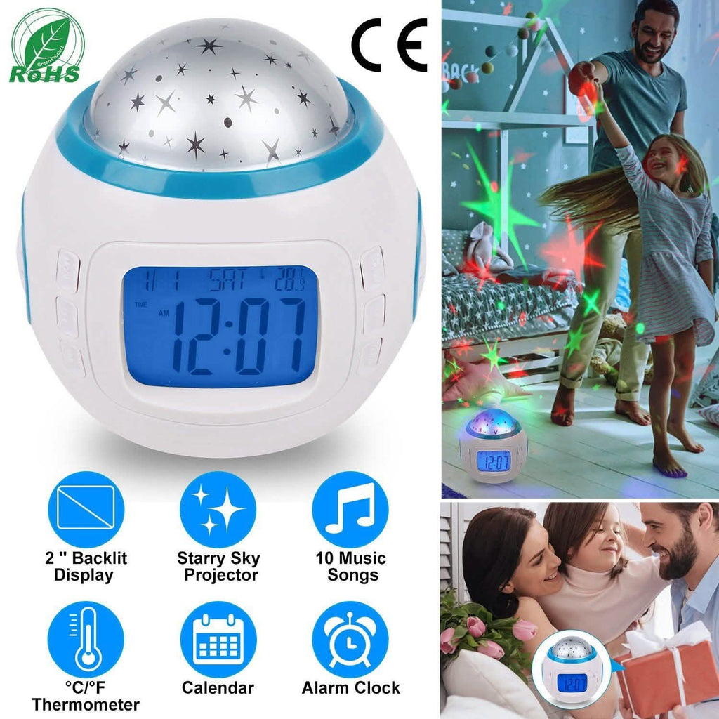 Kids Music Star Sky LED Projection Lamp Digital Alarm Clock