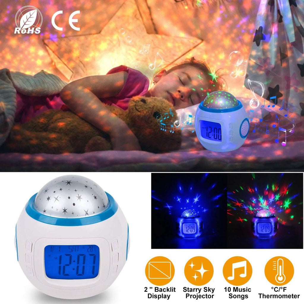 Kids Music Star Sky LED Projection Lamp Digital Alarm Clock