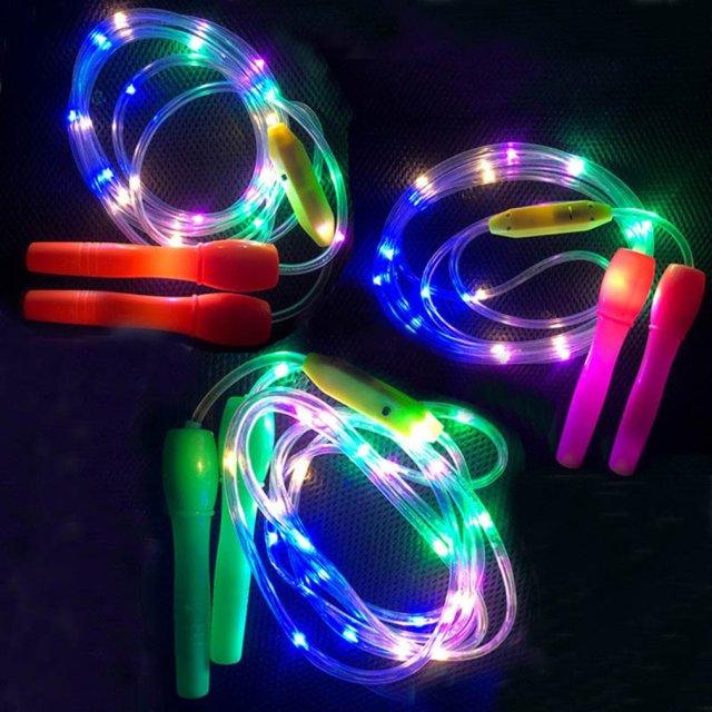 Kids Skipping Rope Neutral Plastic Colorful Flash Jump Rope Sports Led Light Skipping Rope LED Light Up Adult Kids Jump Skipping Rope Fitness Comfortable Grip Jump Rope For Kids
