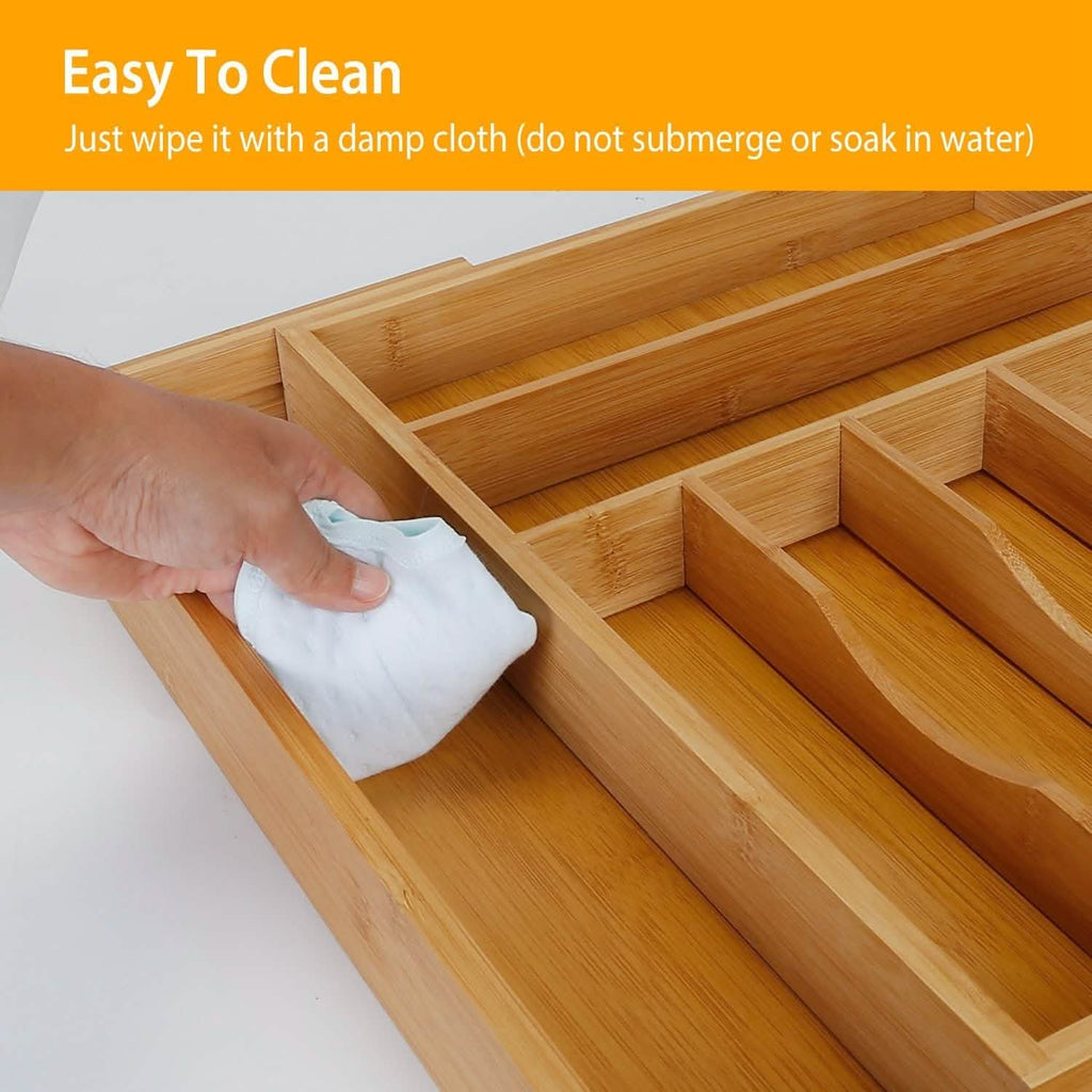 Kitchen Bamboo Expandable Cutlery Utensil Drawer Organizer