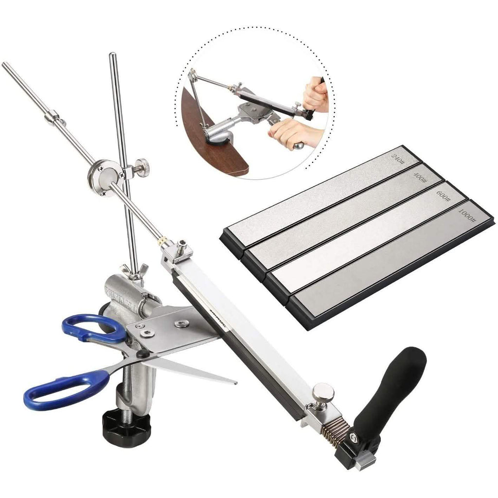 Kitchen Chef Knife Sharpener Fixed Rotation Angle with 4 Whetstones