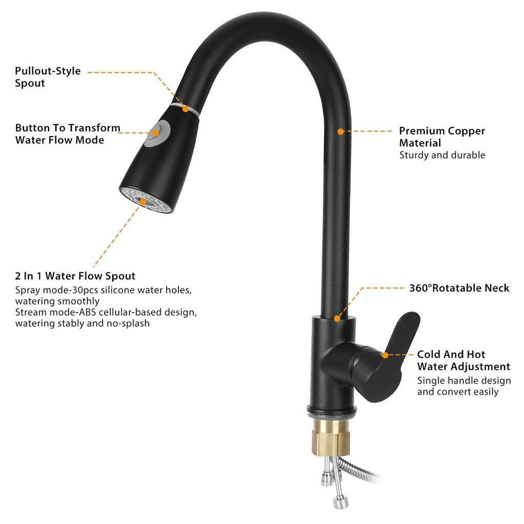 Kitchen Faucet Single Handle with Hot and Cold Control