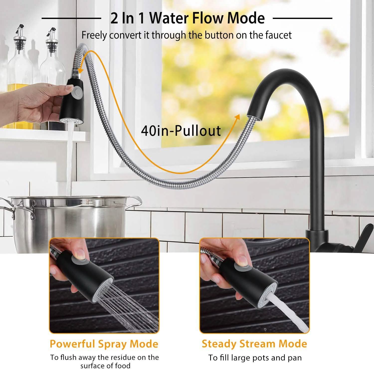Kitchen Faucet Single Handle with Hot and Cold Control