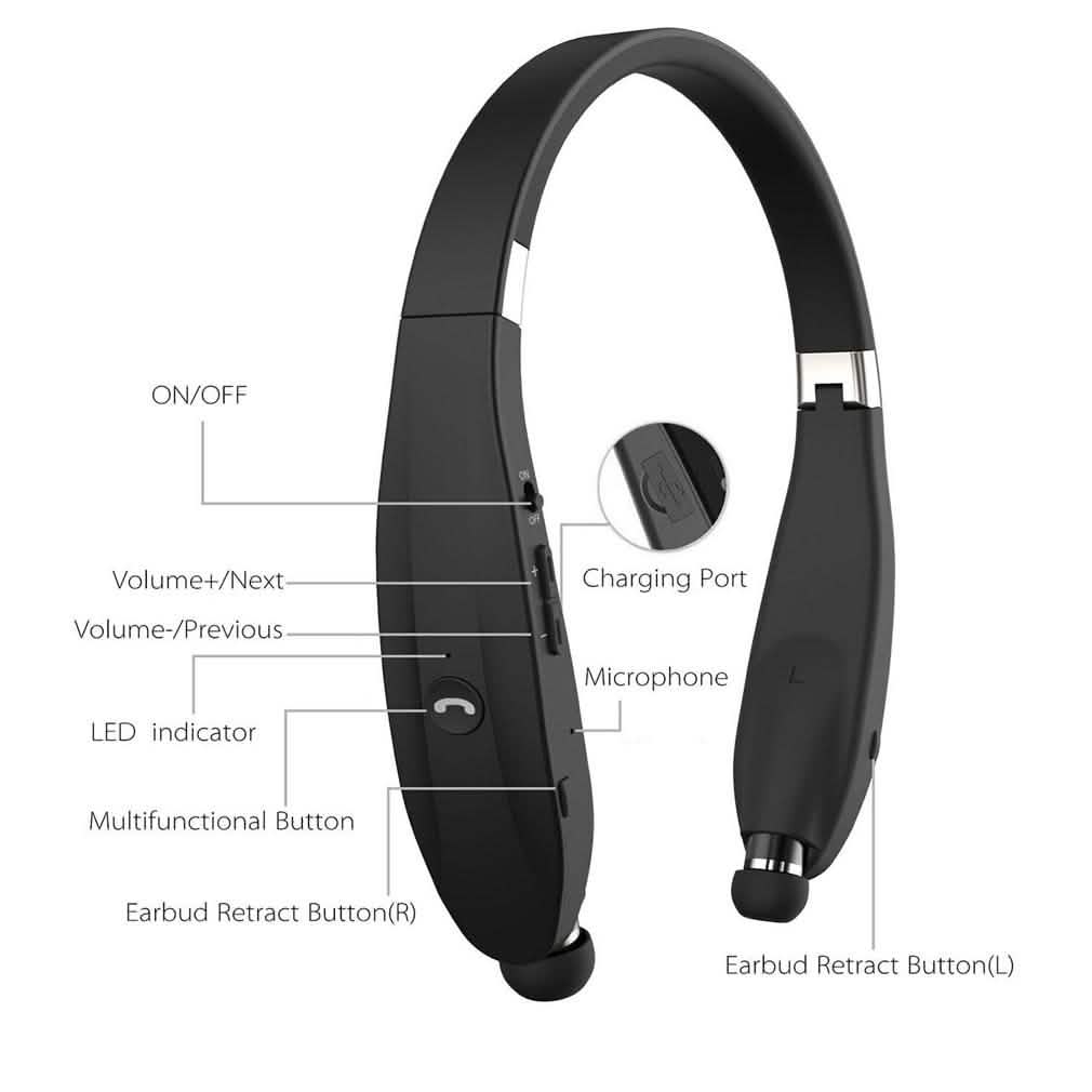 Kocaso Foldable Wireless Neckband Sweatproof Headset