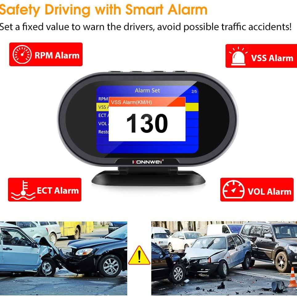 KONNWEI KW206 Car OBD2 HUD Digital Meter RPM Gauge