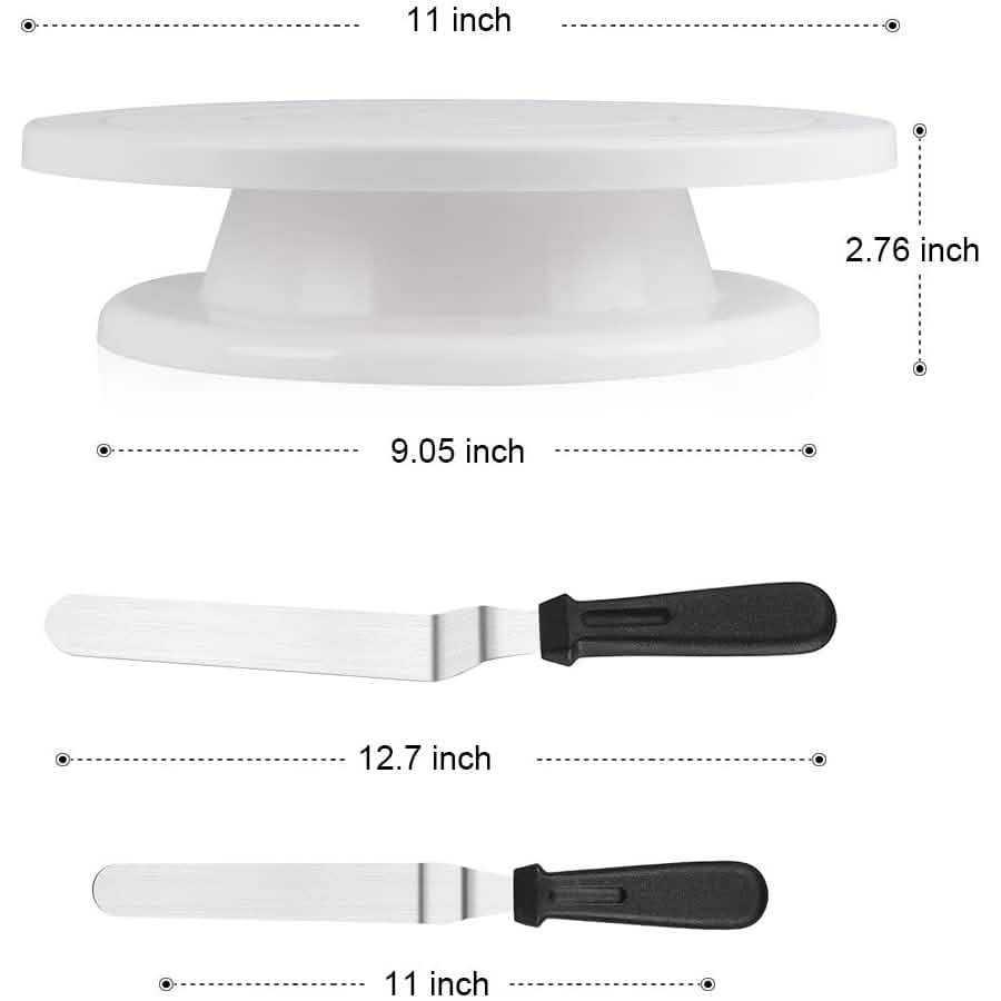 Kootek 11 Inch Rotating Cake Turntable with 2 Icing Spatula and 3 Icing Smoother