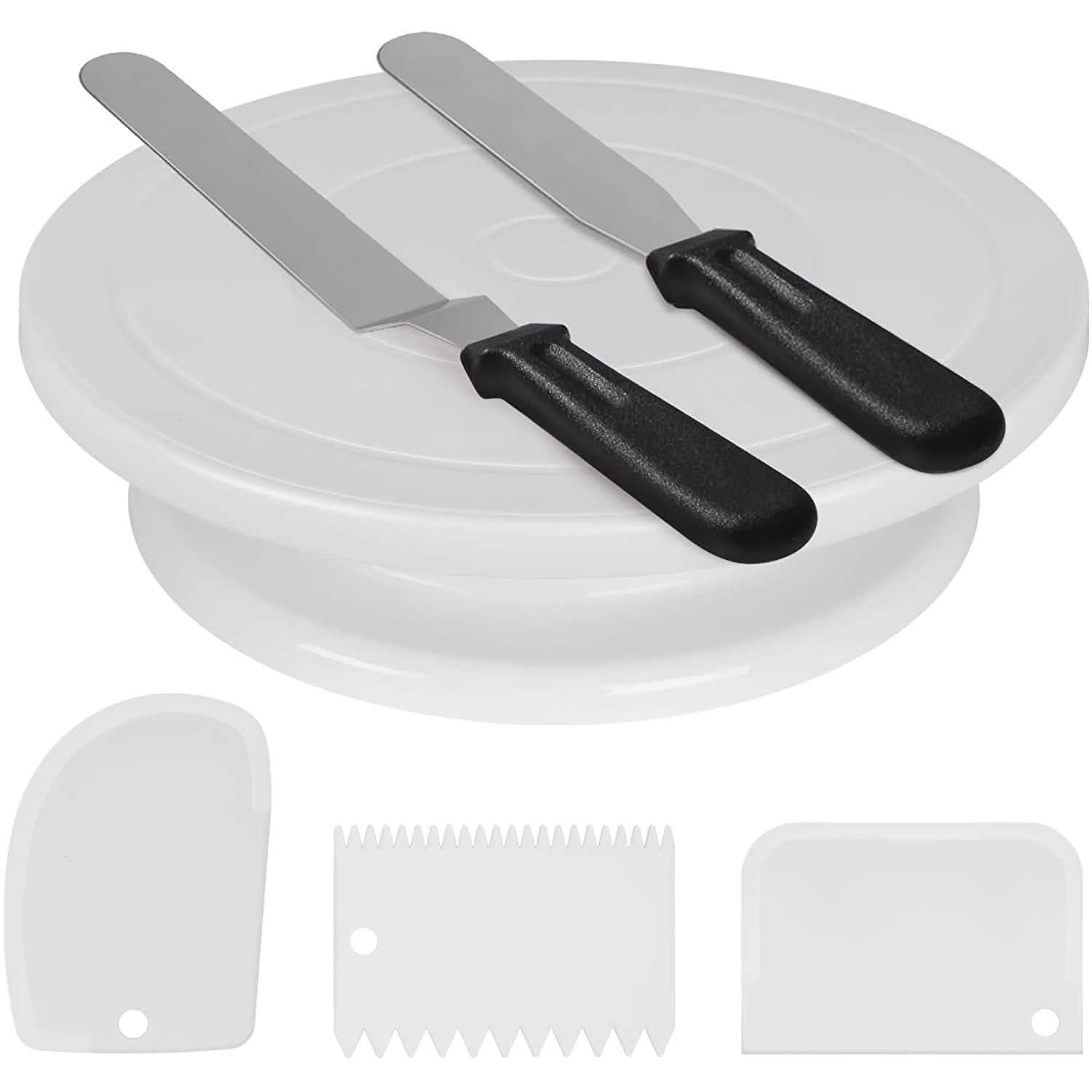 Kootek 11 Inch Rotating Cake Turntable with 2 Icing Spatula and 3 Icing Smoother