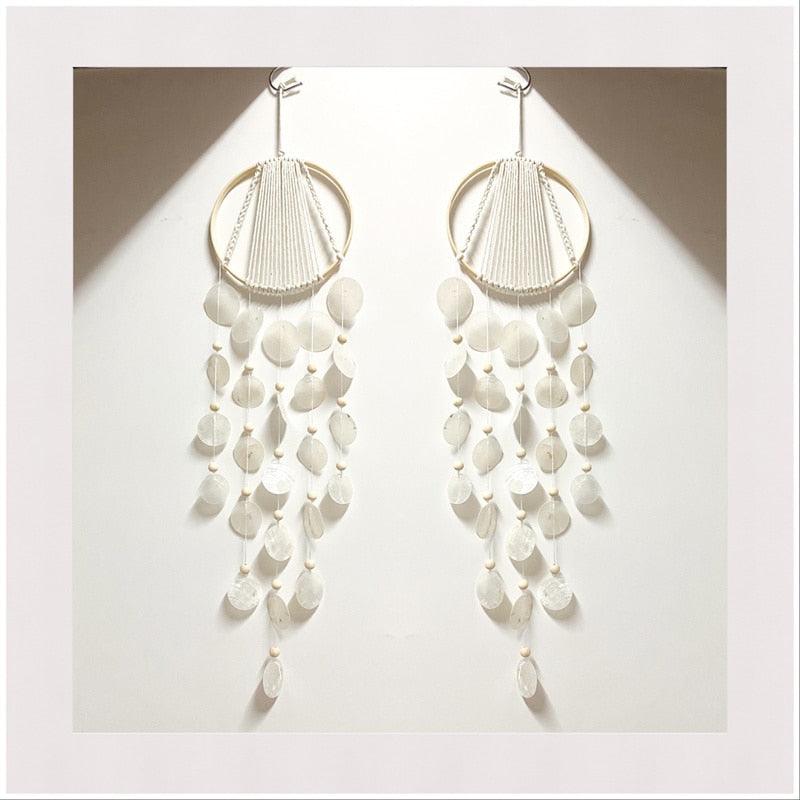 Korean Style Home Shell Melodious Sound Wind Chime Room Decoration Ornaments Nordic Hanging Wind Bells Wall Pendant For Home Office Kids Room Nursery Decor Gifts Photography Hanging Wind Chimes