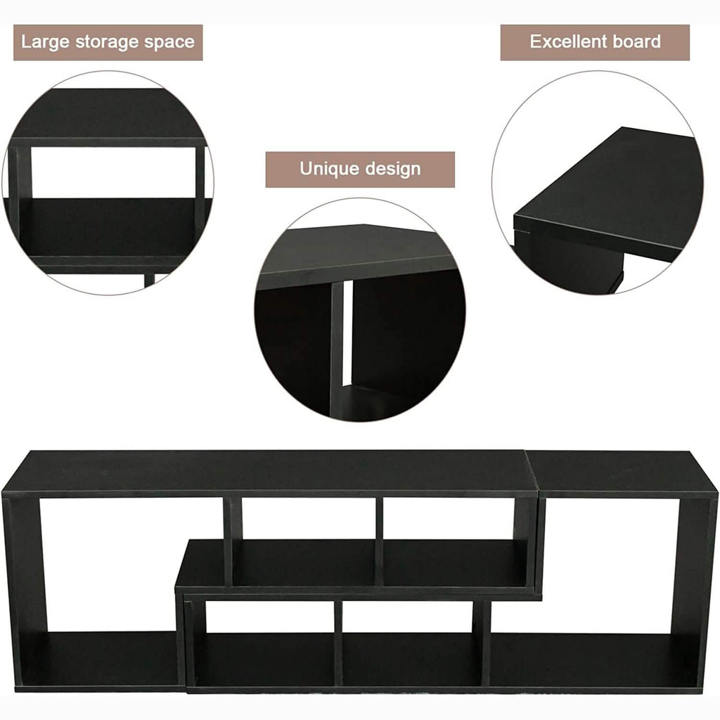 L Shape TV Console Stand Bookcase Storage Rack