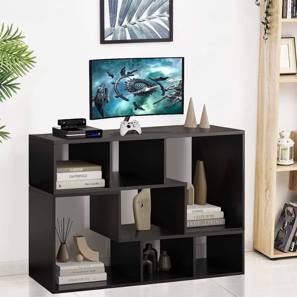 L Shape TV Console Stand Bookcase Storage Rack