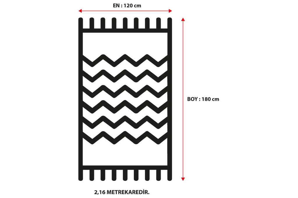 Aksu Non-Slip Floor Carpet with Tassels 120x180 Lois Blue