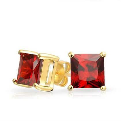 Lab-Created Ruby 10k Gold Plated Red Ruby Stud Earrings