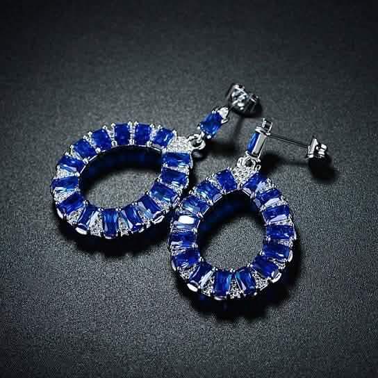 Lab-Created Teardrop Chandelier Earrings in Rhodium Plated