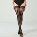 Lace border vertical stripe fishing net over knee socks sexy over knee anti slip silicone lace long tube socks
