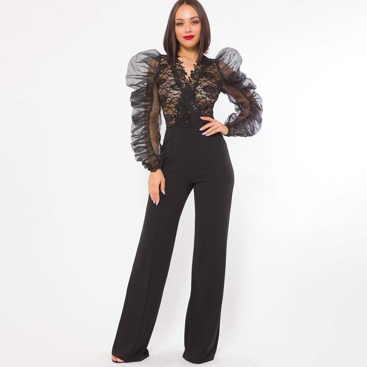Lace Combined Fashion Jumpsuit