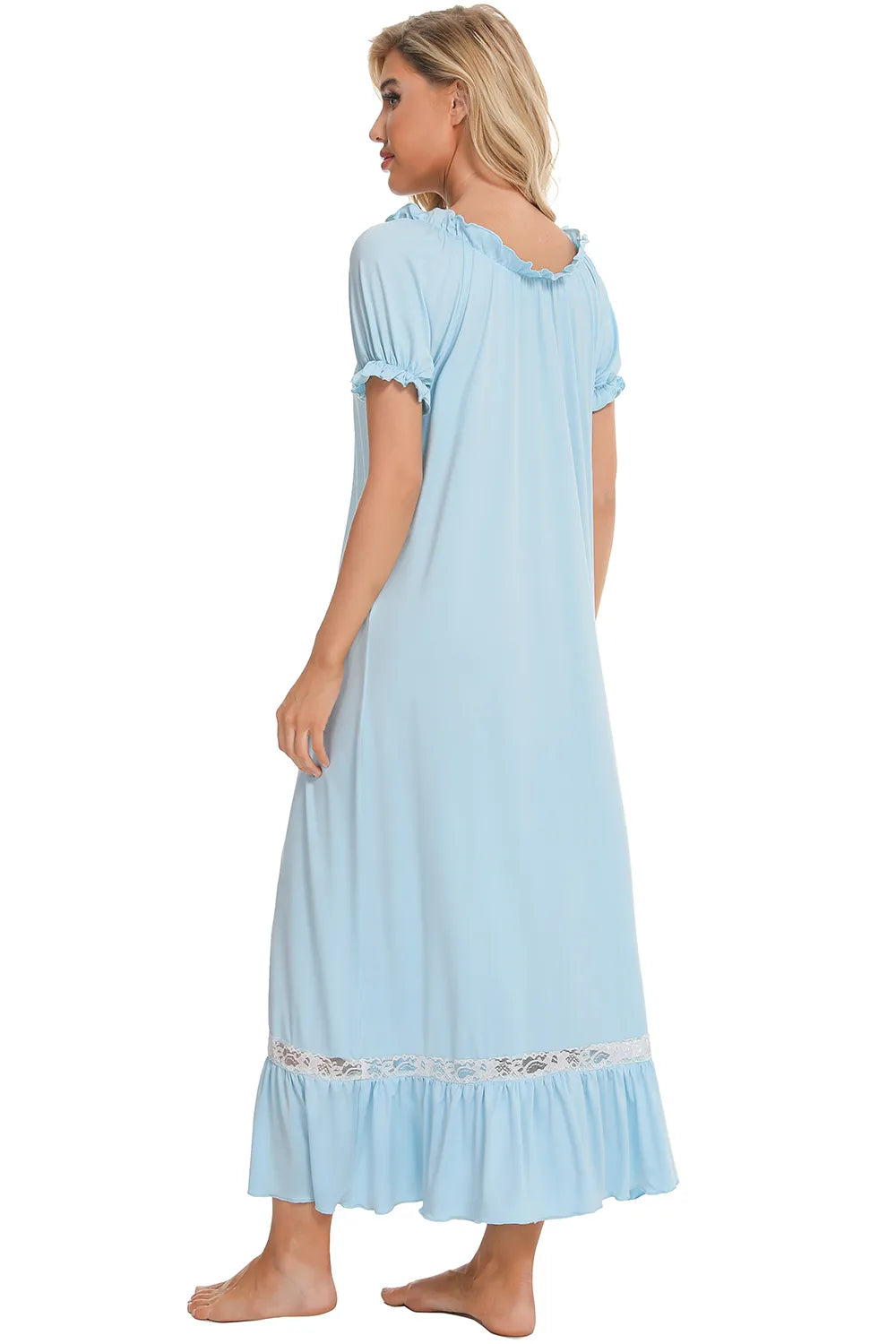 Lace Detail Short Sleeve Lounge Dress