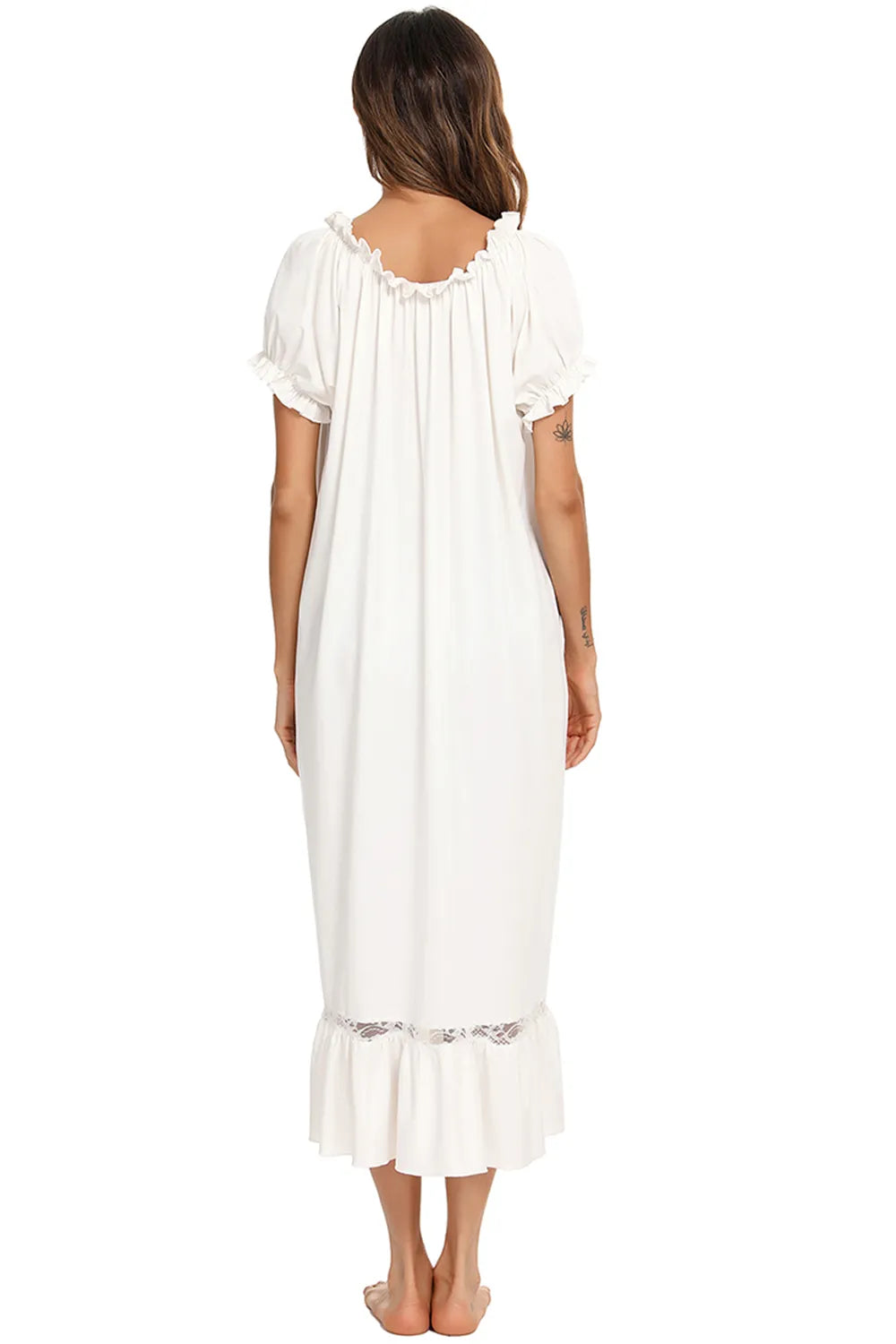 Lace Detail Short Sleeve Lounge Dress