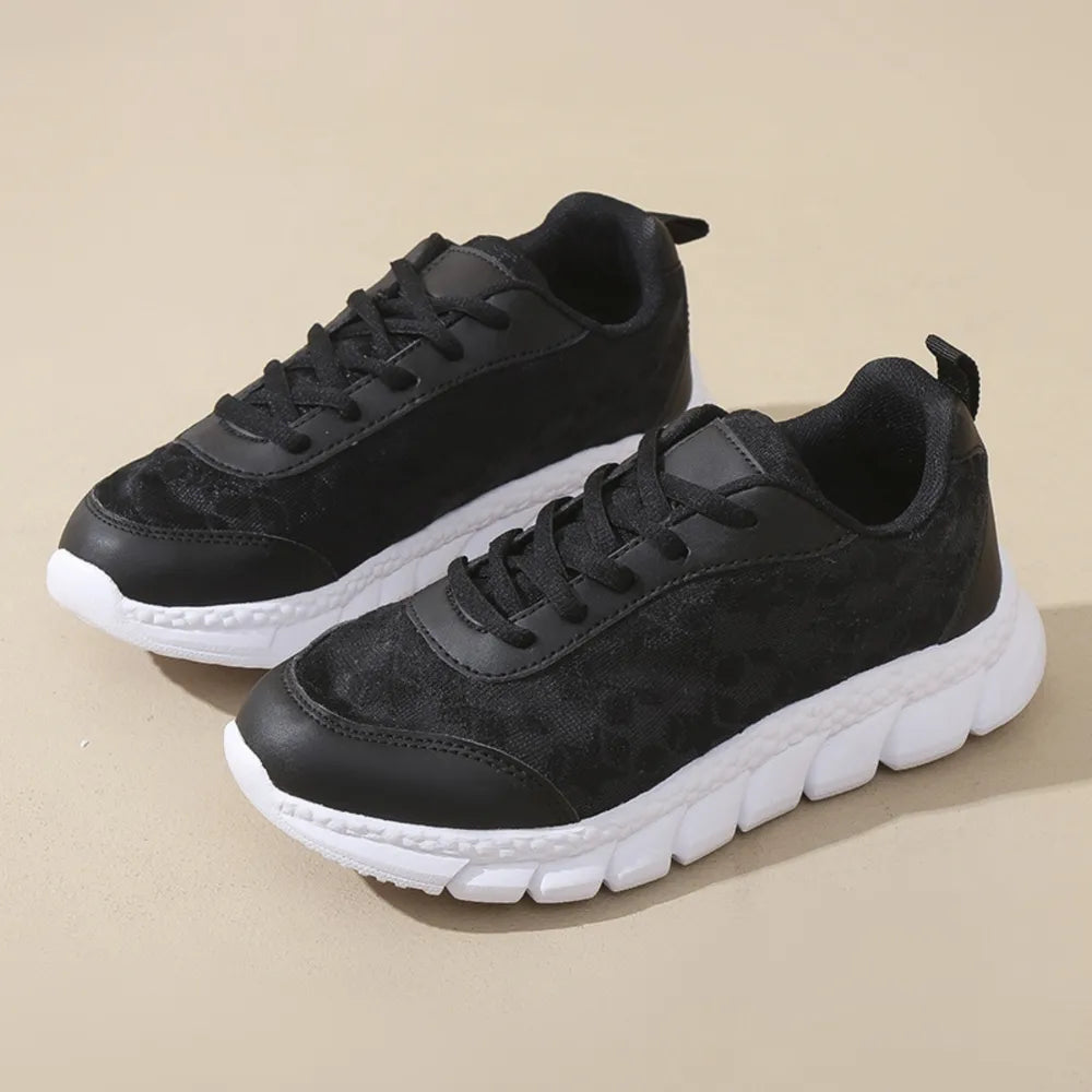 Lace Up Round Toe Star Mesh Athletic