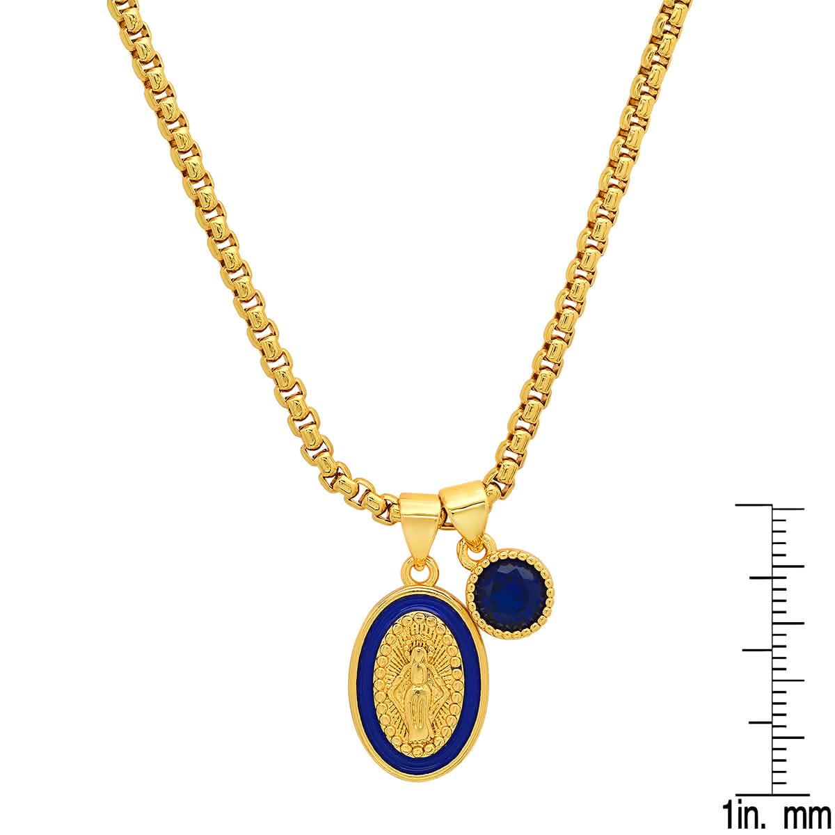 Ladies 18k Gold Plated Brass Our Lady of Guadalupe and Simulated Diamond Pendant Charms