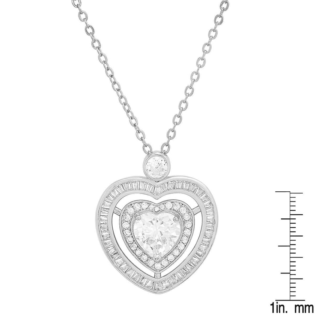 Ladies 18k Gold Plated Brass Simulated Diamonds Heart Pendant