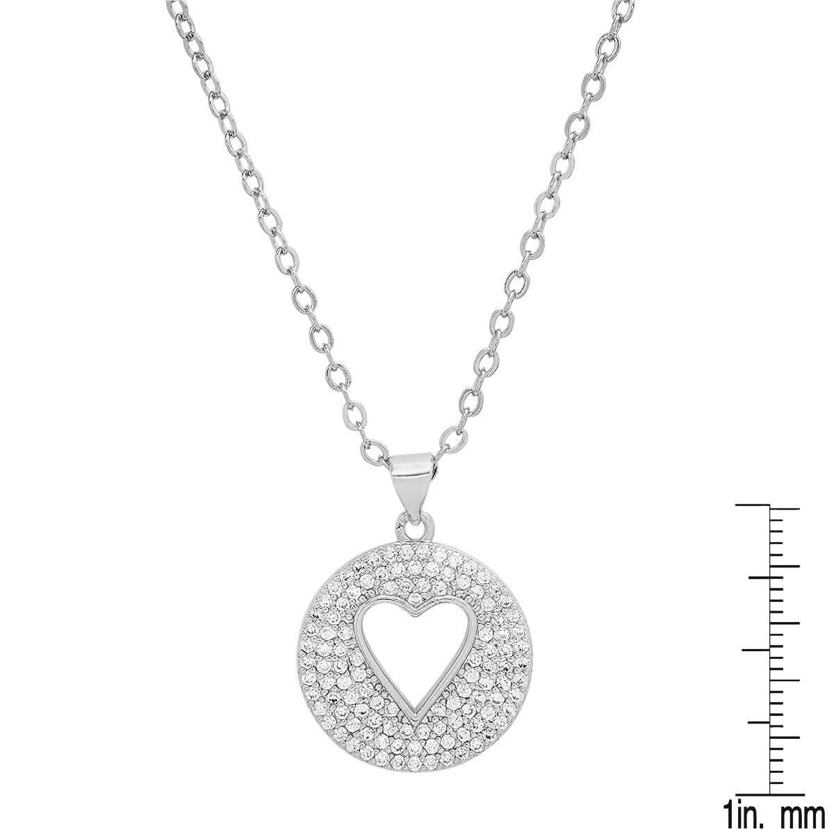 Ladies 18k Gold Plated Brass Simulated Diamonds Round Heart Pendant